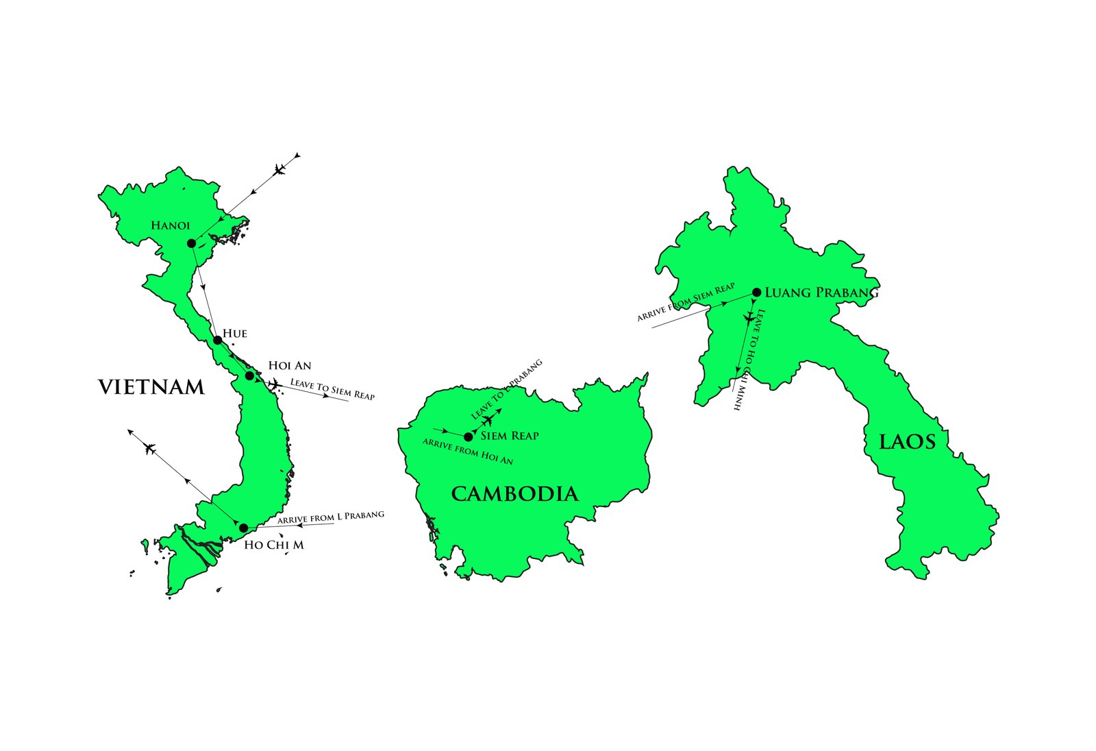 Map of Egypt itinerary